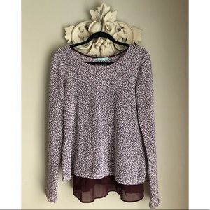 Burgundy and White Popcorn Sweater